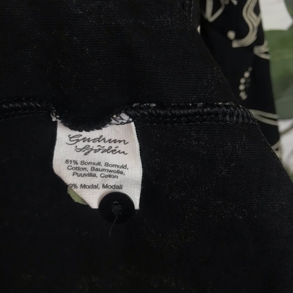 Gudrun Sjoden Size Medium Black Floral Print Asymmetrical Hem Half Sleeve Dress - Picture 5 of 5